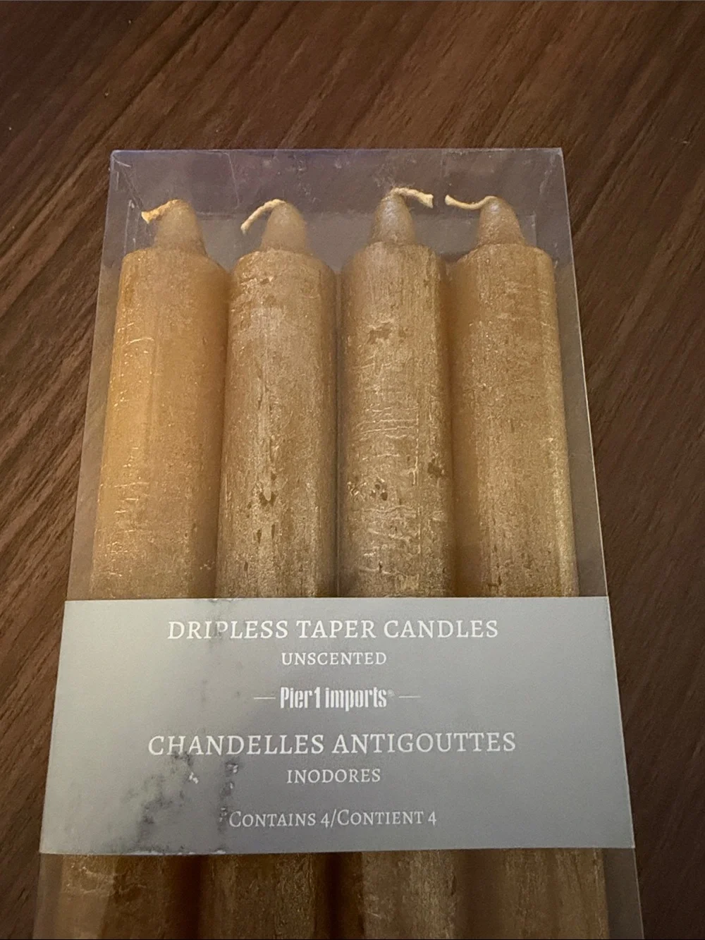 Pier 1 Gold Taper Candles - Set of 4